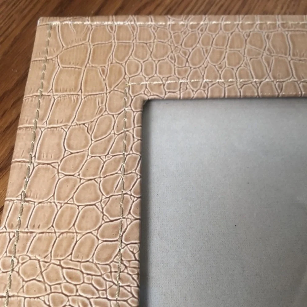 5x7” PICTURE FRAME | Chic Glossy Beige Reptile Print Photo Frame